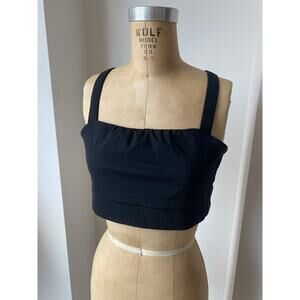 Everlane The Button Back Cropped Cotton Tank Top in Black NWT size 6